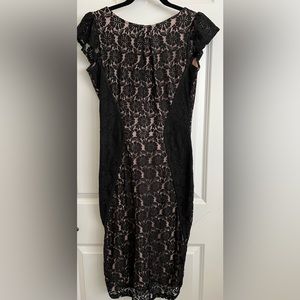 Dorthy Perkins Black lace Sheer midi dress. Great condition.Fit a small/medium